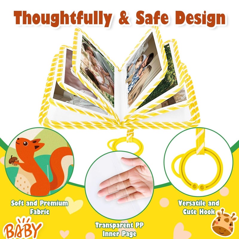 Lanpn My First Baby Photo Album Holds 17 4x6 Pictures, Soft Cloth Family Photo Book with Name Card Name Tag Stickers, Fabric Kid Memory Keepsake Gift for Baby Shower Newborn Toddler Boy Girl (Animal) - Image 3